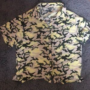 Camo Button up crop
